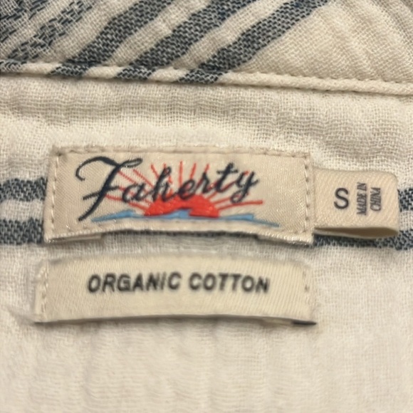 Faherty Dream Gauze Organic Cotton Iris In Cream Tidal Wave Dobby Dress Sz Small - Picture 10 of 11